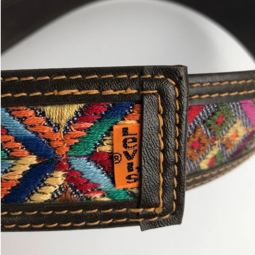 VTG LEVI'S Rare Orange Tab Embroidered Southwest Boho Belt Sz 36 Style 1240-2